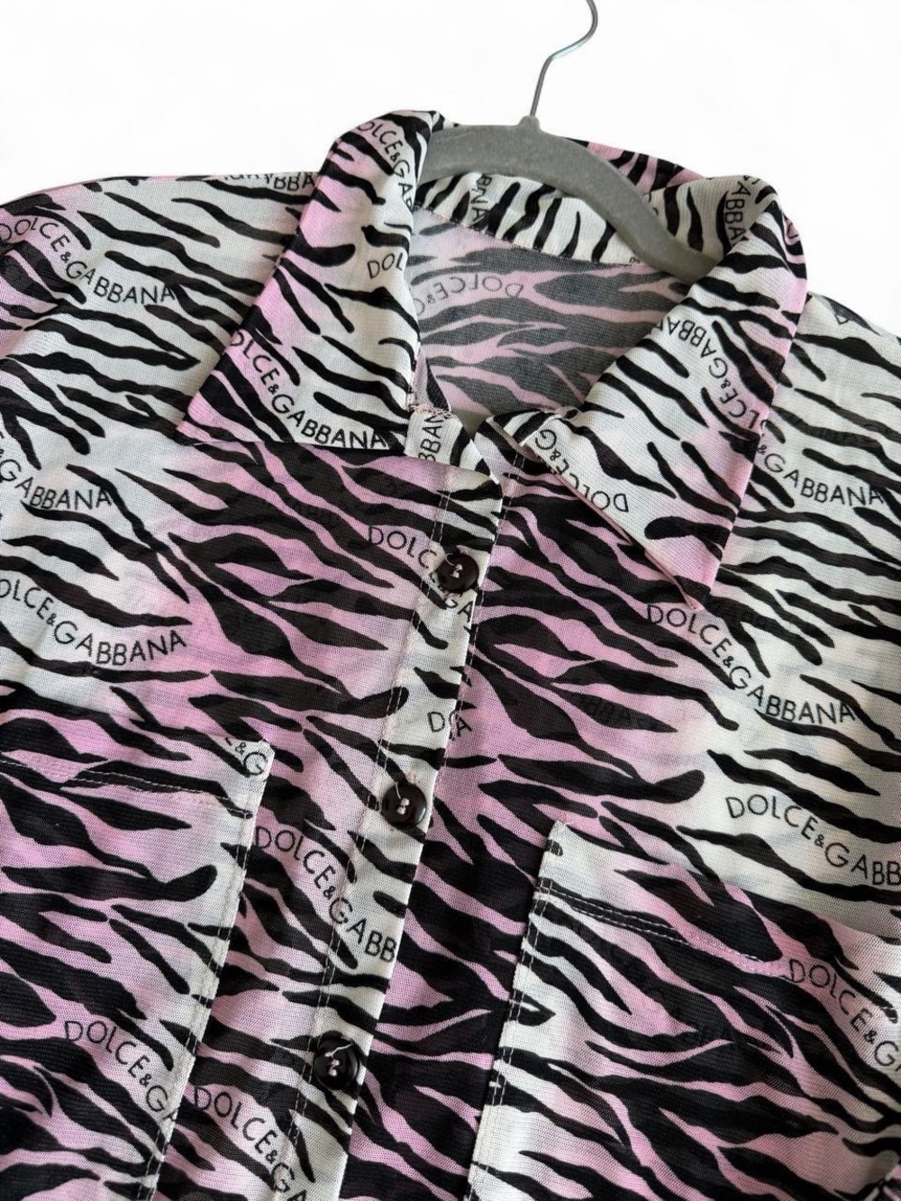 Pink black and white zebra print Mesh shirt/ coverup